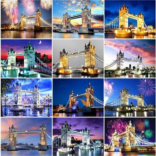 EverShine DIY 5D Diamond Painting Bridge Rhinestone Picture Diamond Mosaic Scenery Full Drill Embroidery City Handicraft