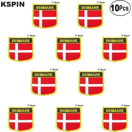 Denmark Flag Embroidery Patches Iron on Saw on Transfer patches Sewing Applications for Clothes in Home&Garden