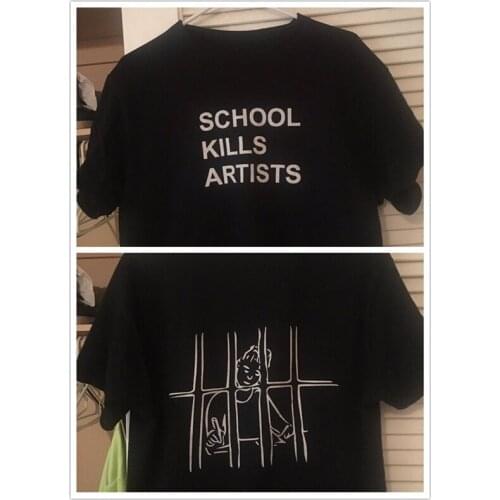 School Kills Artists Double Print Tee Unisex Youth Street Style Cool T Shirts Cute T-Shirt Grunge Fashion Black Tops