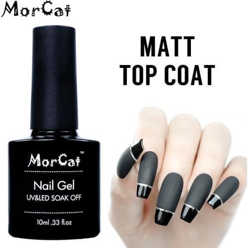 MorCat Matt Top Coat Gel Nail Polish Transaprent Top Gel Matt UV Top Coat UV LED Soak Off Nail Art Gel Varnish Lacquer