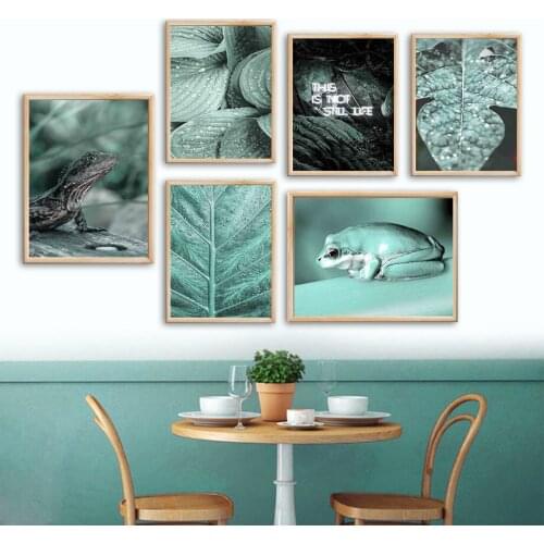 Green Lizard Frog Banana Leafs Tree Quote Wall Art Canvas Painting Nordic Posters And Prints Wall Pictures For Living Room Decor