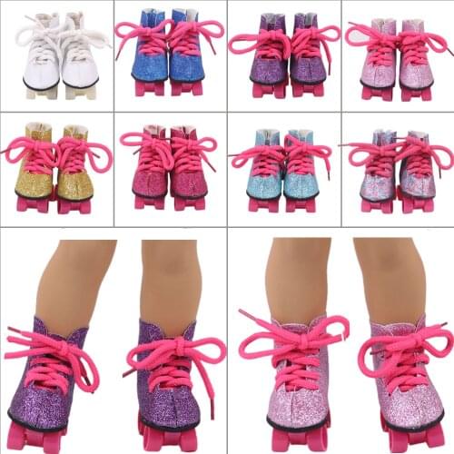 New Sequined Four-Wheeled Skate Belt Fit 18 Inch American 43cm Baby Doll Clothes Accessories,Girls Toys,Generation,Birthday Gift
