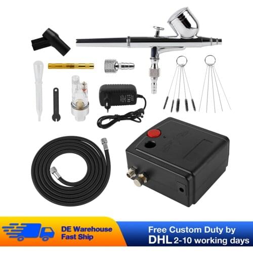 Multi-function Dual-Action Airbrush with Compressor 7cc Spray Gun Airbrush Kit for Nail Airbrush for Model/Cake/Car Painting