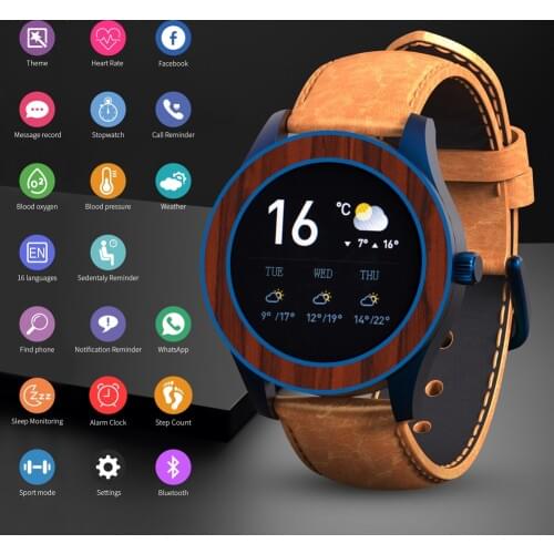 Smart Watch BOBO BIRD Mens Wood Watches Multifunction SmartWatch 5.0 Heart Rate Sport Bluetooth Wristwatch relogio inteligente