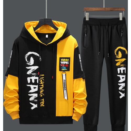 2021 Brand Men Tracksuit 2 Piece Tops and Pants Mens Sweat Suits Set Letter Print Plus Size Jogger Sets for Men Clothing Casual