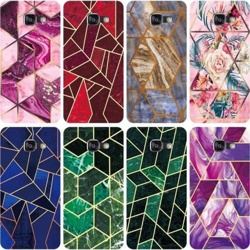 Geometric Marble Soft Phone Case for Samsung Galaxy A7 2016 A7(6) A710F A710M A710 Glossy Colorful Silicone Phone Back Cover