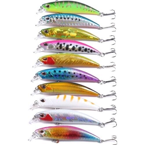 Artificial Minnow Fishing Lures Crankbaits Set Hard Bait with Treble Hooks Topwater Swimbait for Trout Bass Perch Fishing Tackle