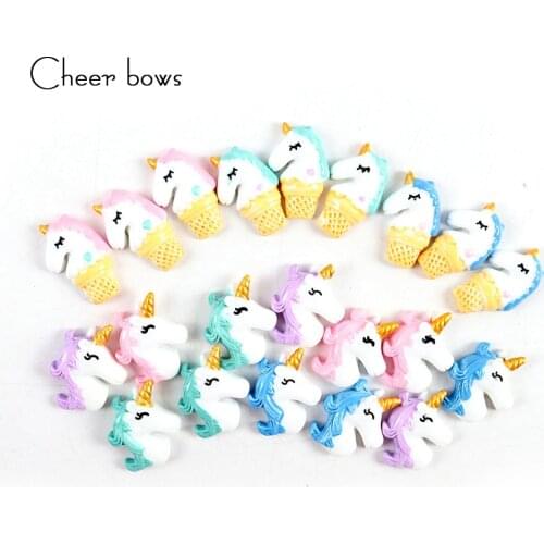 10pcs/bag Ice Cream Monocerus Fashion Patch For Clothes Apparel Sewing Materials DIY Hairbows Accessories Home Decoration