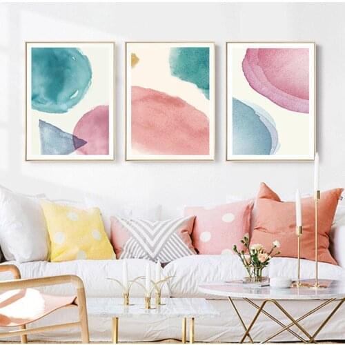 Nordic Watercolor geometry wall art Canvas Painting Prints Abstract color Posters for Living Room Morden contracted Home Decor