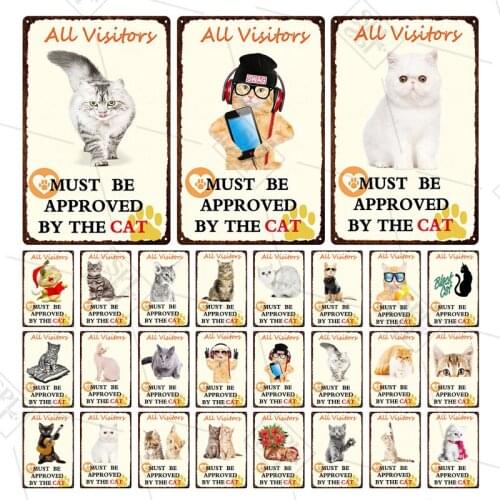Pet Shop Wall Sticker Cute Cat Metal Sign Cat House Decor Vintage Tin Plate Pet Shop Door Plate Animals Metal Sign Home Decor