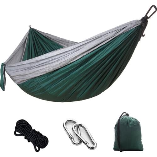Single Double Hammock Adult Outdoor Backpacking Travel Survival Hunting Sleeping Bed Portable With 2 Straps 2 Carabiner Hammock