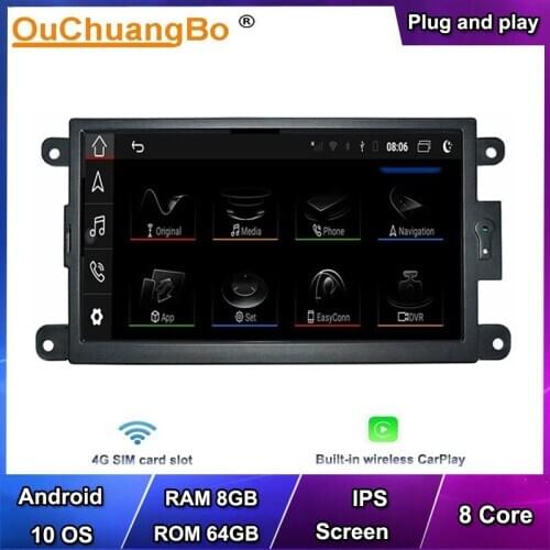 Ouchuangbo 4G car radio gps player simphony multimed for Q5 A5 RS4 RS5 A4 b8 2009-2015 support 8 cores 8GB 64GB android 10 OS