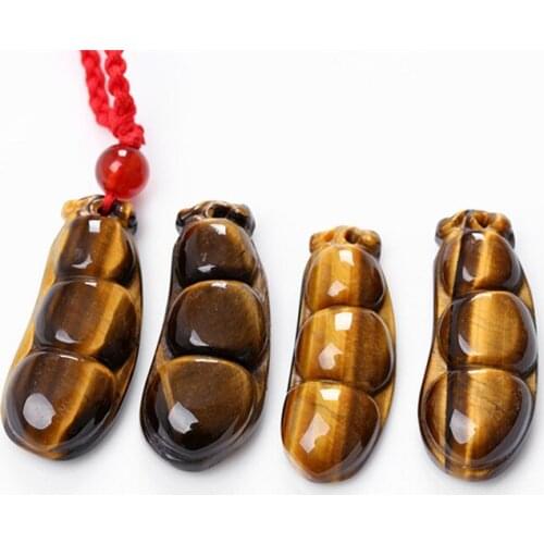 Natural Tiger Eye Stone Pendant Yellow Beans Kidney Bean Pendant Necklace Men Womens Fashion Stone Jewelry Free Rope