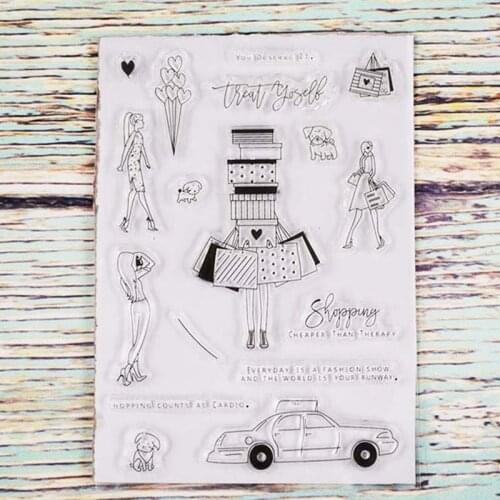 Shopping treat yourself Transparent clear stamp for DIY Scrapbooking/Card Making/Kids Christmas Fun Decoration Supplies