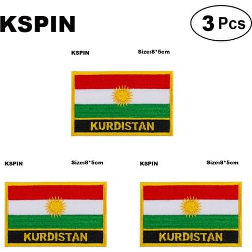 KURDISTAN Rectangular Shape Flag patches embroidered flag patches national flag patches for clothing DIY Decoration