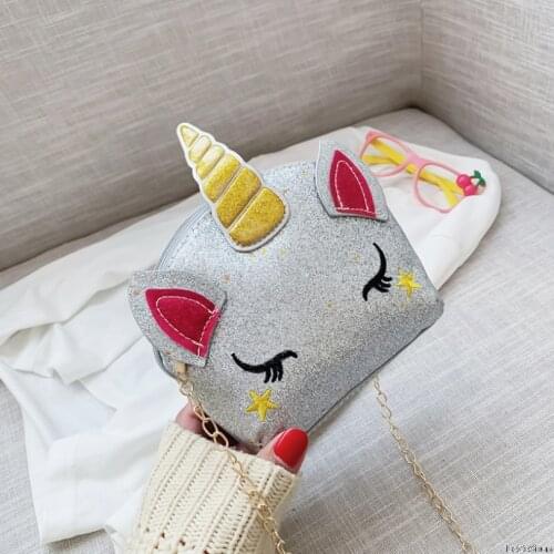 Cute Rainbow 3D Unicorn Plush Shoulder Bag Girls Crossbody Purse Wallet Handbag Zipper Round Coin Purse Bag
