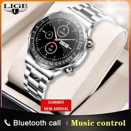 LIGE 2021 New Business Man Smart Watch Bluetooth Call Bracelet Fitness Tracker Blood Pressure Monitor Smartwatch For Men Women