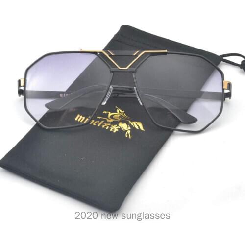 Mincl / 2019 Men Square Sunglasses for Women Black Gold Metal Frame Sun Glasses for Men 2020 Brown Male Optical Sunglasses UV NX