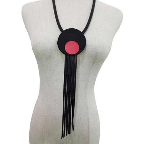 YD&YDBZ Big Round Rubber Tassel Choker Necklace For Women New Designer DIY Sweater Chain Long Necklaces Red Emo Clothes Jewelry