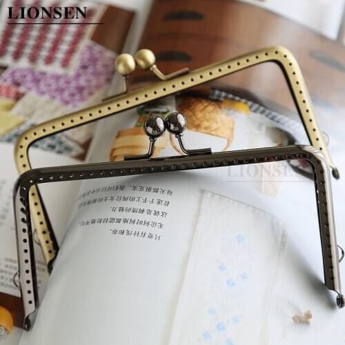 LIONSEN 15cm High Foot Bronze Black Metal Purse Frame Handle Kiss Clasp Lock for Bag Sewing Craft Tailor DIY bag Accessories
