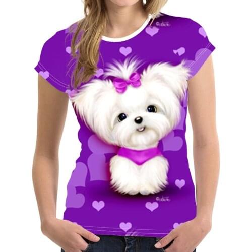 Street Leisure T Shirts for Women Tops Product New Products Summer Clothes for Women New Arrival 2021 Plus Size Dog Crew Neck