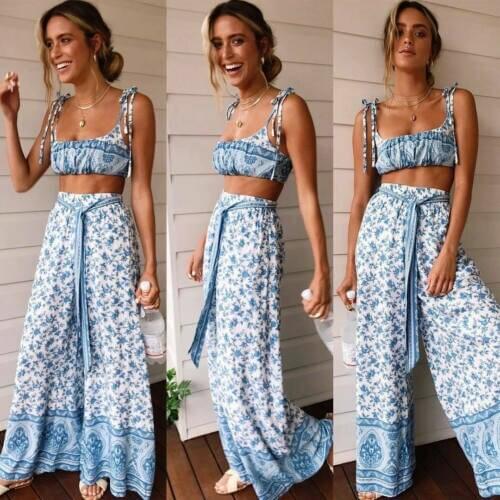 Women Shorts Sleeve Crop Top Casual Loose Jumpsuit Long Pants Outfits 2pcs Cover-Ups