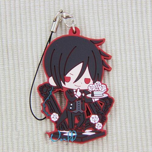 1pcs Rare In Market Anime KUROSHITSUJI Keychain Devil Sebastian Michaelis Version Rubber Resin Keychain Colgante Keyring