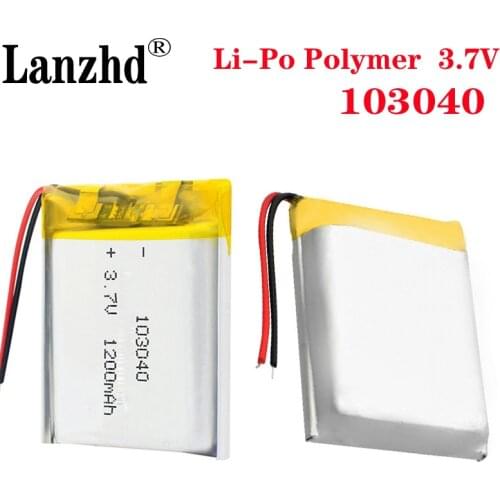 10pcs 3.7V 1200mAh 103040 Lithium Polymer LiPo Battery For MP3 MP4 GPS PSP VR DVR DVD mobile video game Tablet Power bank