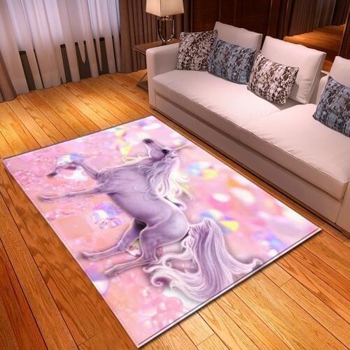 Cartoon Pink Unicorn Carpet Home Decor Area Rugs Soft Memory Foam Girls Bedroom Rugs Baby Play Crawling Mat Living Room Carpet