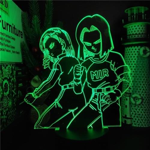 3d Night Light Anime Dragon Ball Super Android 17 18 LED Lampara Children Kids Manga Birthday Gifts 3D Tabe Lamp Luminaria