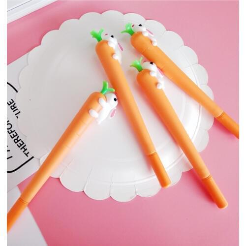 40pcs kawaii gel pen cute rabbit carrot pen for office and school supplies students kids stationary items bulk free shipping