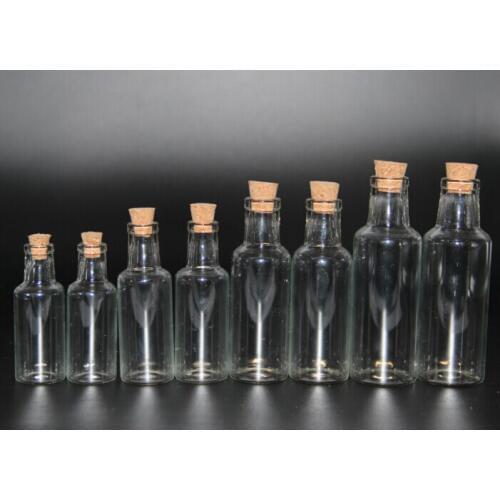 5pcs 12ml 15ml 25ml 35ml Glass Bottles Wishing Drifting Bottle Empty DIY Sample Storage Jars with Cork Stoppers Clear Containers