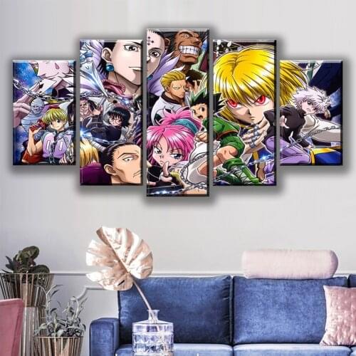 5 Piece Wall Art Canvas Prints Anime Poster Japanese Hunter Modular Pictures Painting Modern Home Decor Living Room Decoration