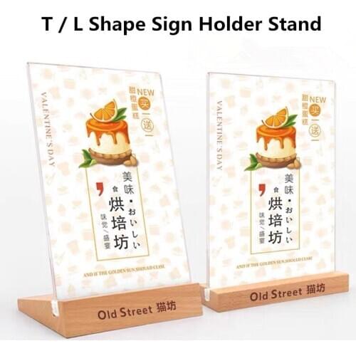 Acrylic Sign Holder A4 Menu Holder Table Top Display Stand T/L Shape Clear Photo Frames Perfect For Hotel, Restaurants