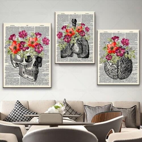 Human Anatomy Wall Art Room Decorations Medical Office Decor Gift for for Doctor Nurse Physicians Heart Skull Brain Lungs