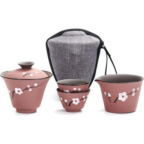 Cherry blossoms Japanese Style Large Hand-painted teacup ceramics tea cup Two cups a pot tea cup Kung Fu tea bowl Pu'er cup