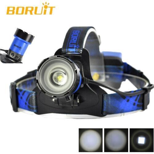 BORUiT B13 Cree XML-L2 Frontal LED Headlamp Waterproof Camping Headlight Lamp Rechargeable Forehead Light Bicycle Head Light