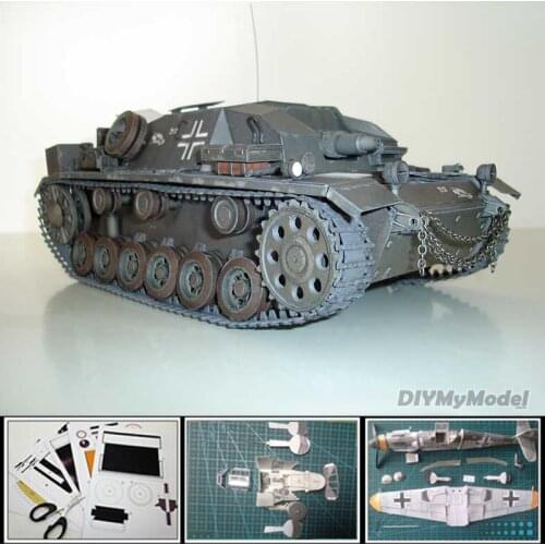 DIYMyModeI 3D Papercraft Toy 1:25 scale World War II Germany Stug III Ausf A Tank Paper Model Military vehicle Collections