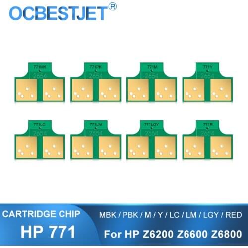 For HP 771 Ink Cartridge Chip New Upgrade Chip Compatible For HP DesignJet Z6200 Z6800 Printer (MBK RED M Y LM LC PBK LGY)