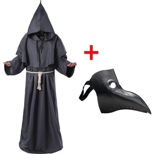 Plague Doctor Costumes Plague Doctor Mask Black Death Witch Cosplay Mask Halloween Costumes for Men Adult Steam Punks Mask
