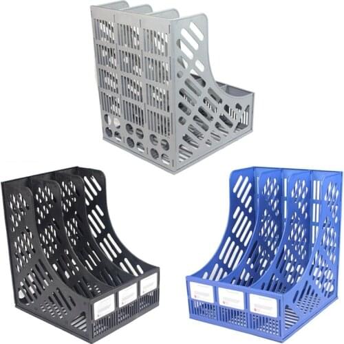 File Holder Document Tray 3-Grid Desktop Storage File Organizer Mesh Files Shelf Desktop File Rack Book Holder Office Supplies