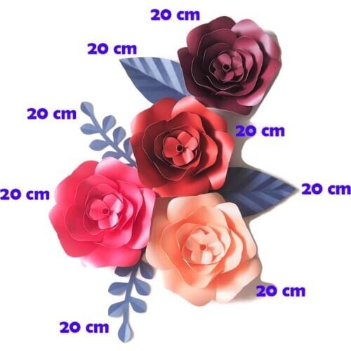 DIY Artificial Flowers Fleurs Artificielles Backdrop Giant Paper Flowers 4PCS Paper Leave 4PCS Wedding Party Decor Black