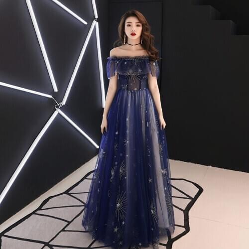 Prom Evening Dresses Long Elegant Lace Off the shoulder Banquet Formal Party Gowns 2019 NEW
