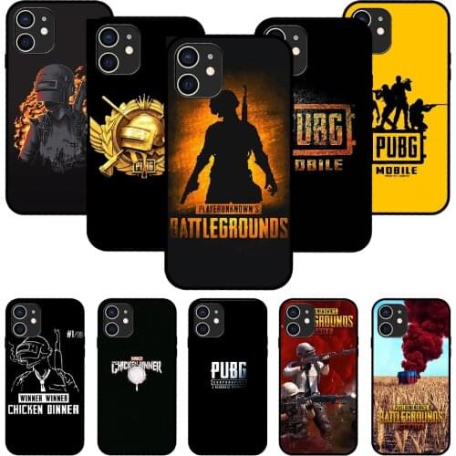 For iPhone 11 12 8 Plus Mini Pro X XR XS Max 4 5 7 6 6S 8 SE Phone Case Black Cover Etui 3D Coque Trend Chicken Dinner Pubg