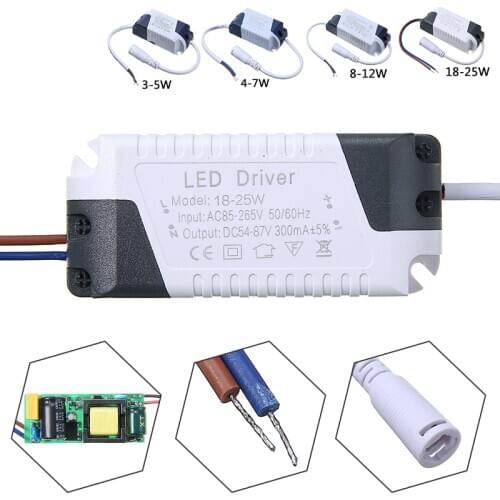 AC 85-265V LED Lamp Driver Constant Current 300mA LED Driver 3W-25W Power Supply Lighting Transformer For LED Lights