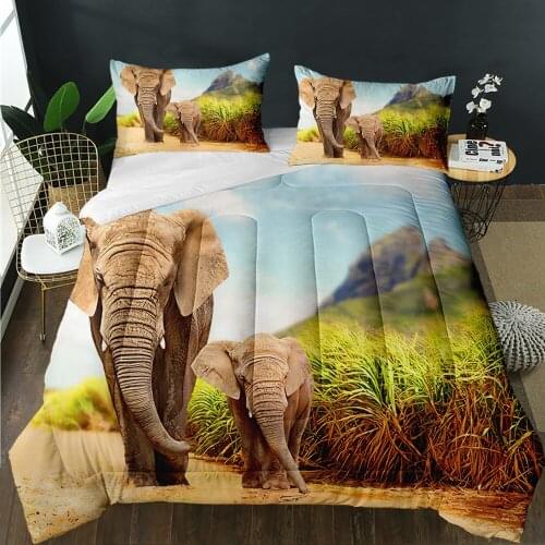 Customize 3D Print Jungle Wild Animals Quilt Super Comforter Soft Quilting Home Bedroom Decor Elephant Suitable For Adult