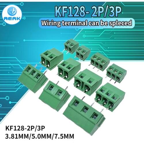 KF128-2P KF128-3P 3.81 5.0 7.5 2.54mm PCB Screw Terminal Block Splice Terminal KF120-2.54 DG308 MG128