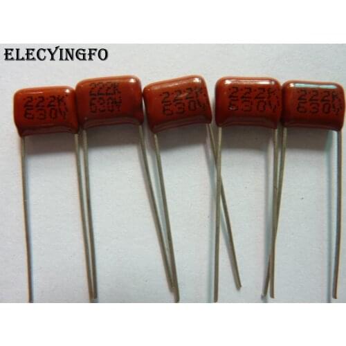 100pcs CBB 222 630V 222K CBB21 0.022UF 2.2nF P8 Metallized Polypropylene Film Capacitor