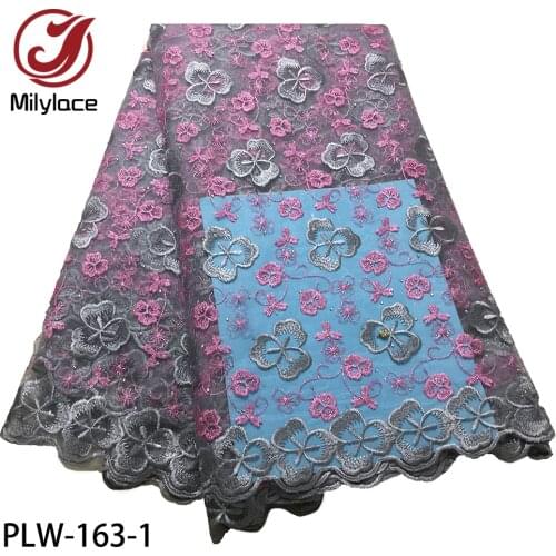 African Lace Fabric 2020 Embroidered Nigerian Wedding Lace Fabric High Quality French Tulle Lace Fabric with Stones PLW-163