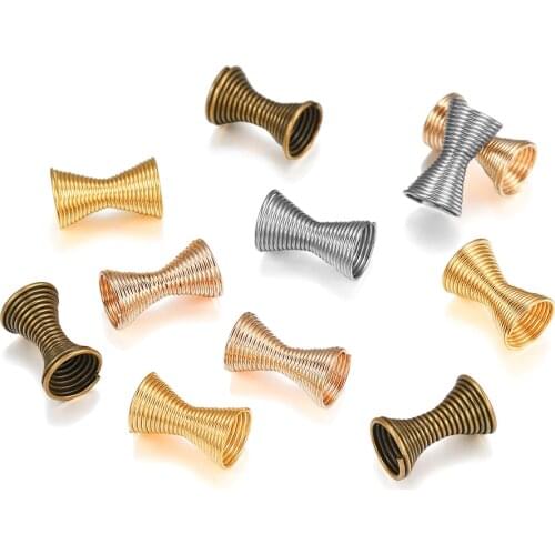 30pc/lot 12x7mm Metal Spring Beads Caps Spacer Spring End Cap Cconnector Stoppers Jewelry Making Accessories DIY Fittings
